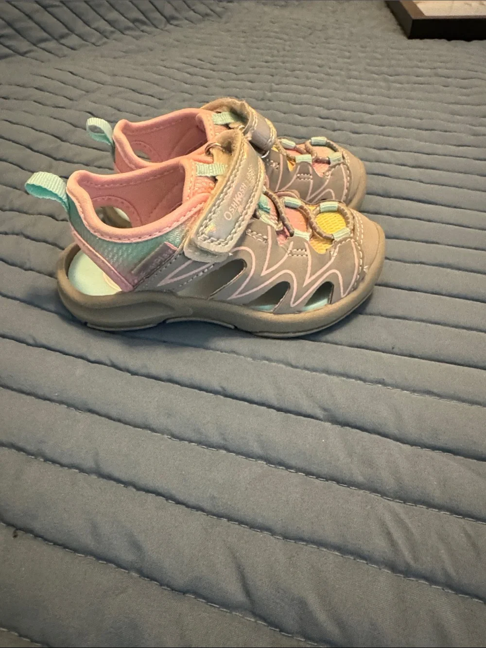 OshKosh B'gosh Pink, Gray and Teal Girls' Closed-Toe Sport Sandals